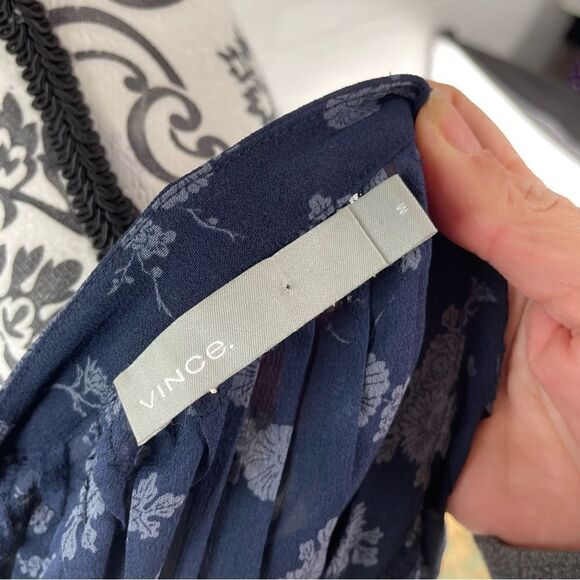 Vince Calico Floral Semi Sheer Popover Silk Top - Picture 10 of 11